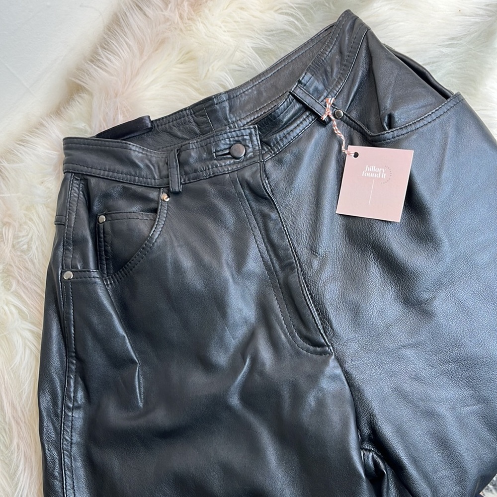 Vintage High rise black leather pants